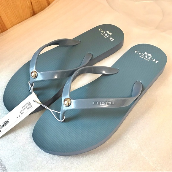 blue coach flip flops